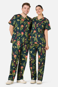 Princess Highway - Cockatoo & Protea Scrub Set - teal