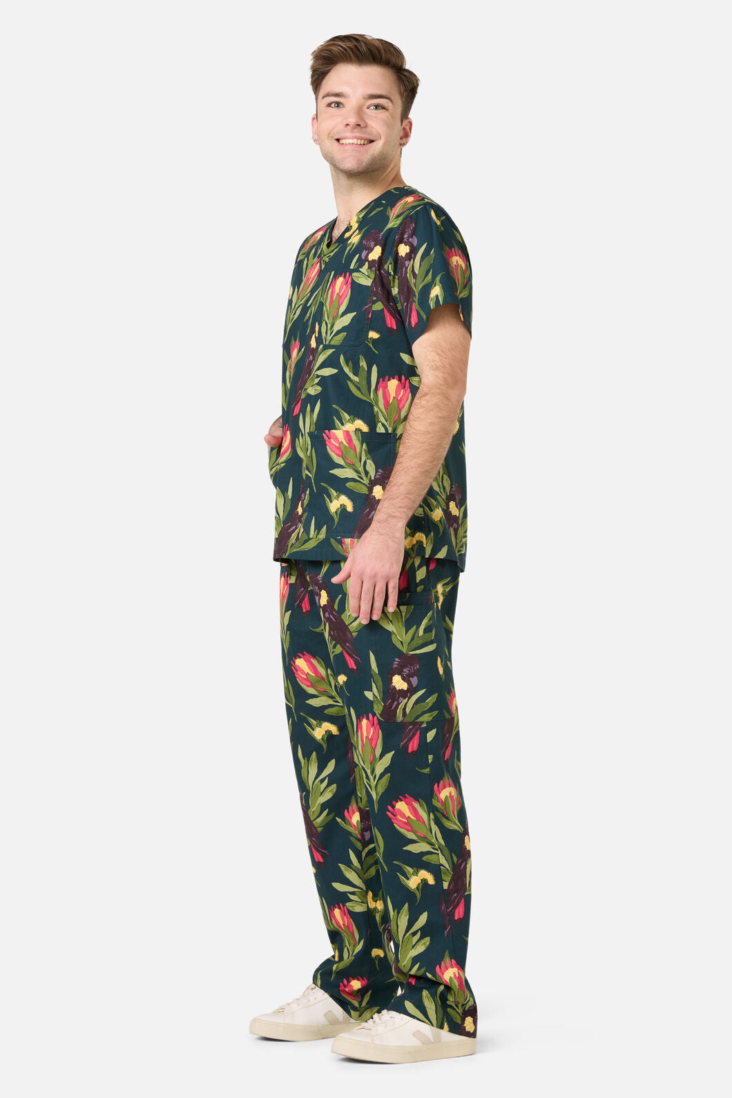 Princess Highway - Cockatoo & Protea Scrub Set - teal