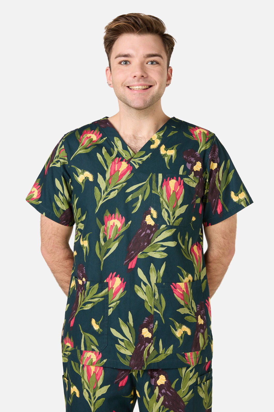 Princess Highway - Cockatoo & Protea Scrub Set - teal