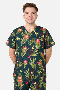 Princess Highway - Cockatoo & Protea Scrub Set - teal