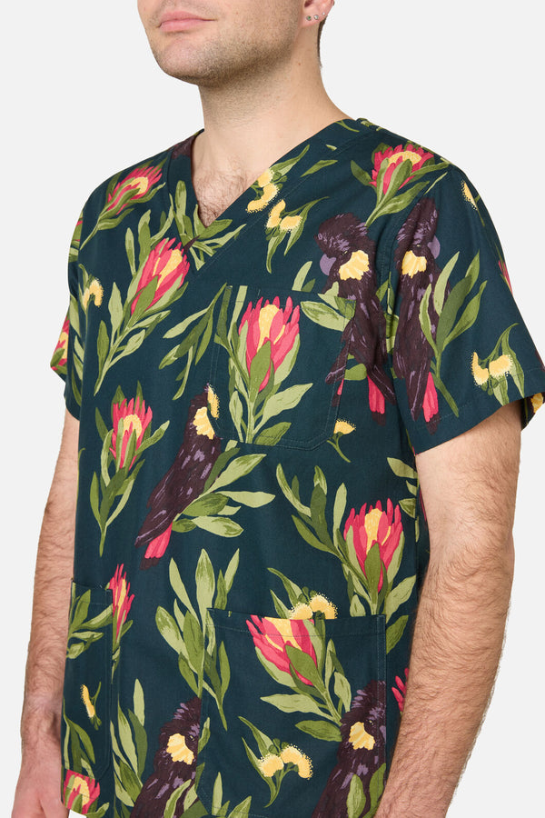 Princess Highway - Cockatoo & Protea Scrub Set - teal
