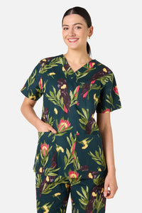 Princess Highway - Cockatoo & Protea Scrub Set - teal