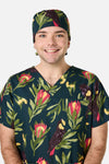 Princess Highway - Cockatoo & Protea Scrub Hat - teal