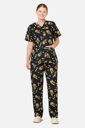 Princess Highway - Pincushion Protea Scrub Set - black