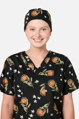 Princess Highway - Pincushion Protea Scrub Hat - black