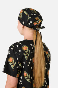 Princess Highway - Pincushion Protea Scrub Hat - black