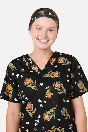 Princess Highway - Pincushion Protea Scrub Headband - black