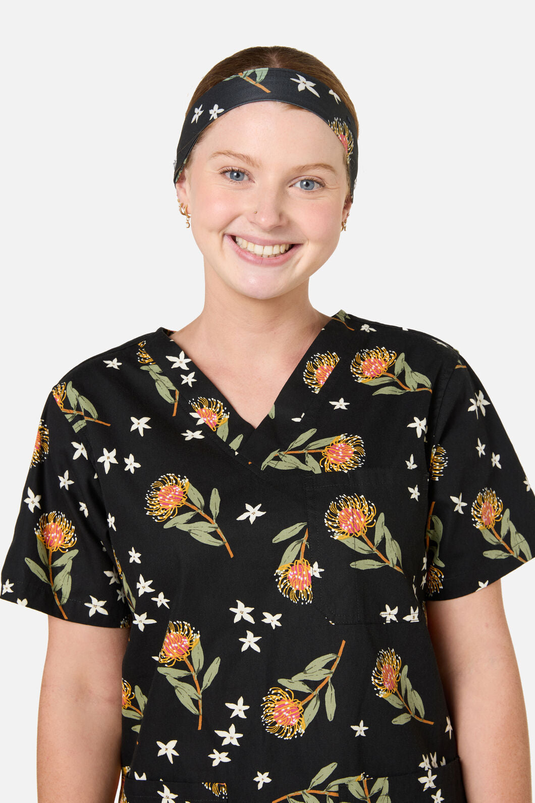 Princess Highway - Pincushion Protea Scrub Headband - black