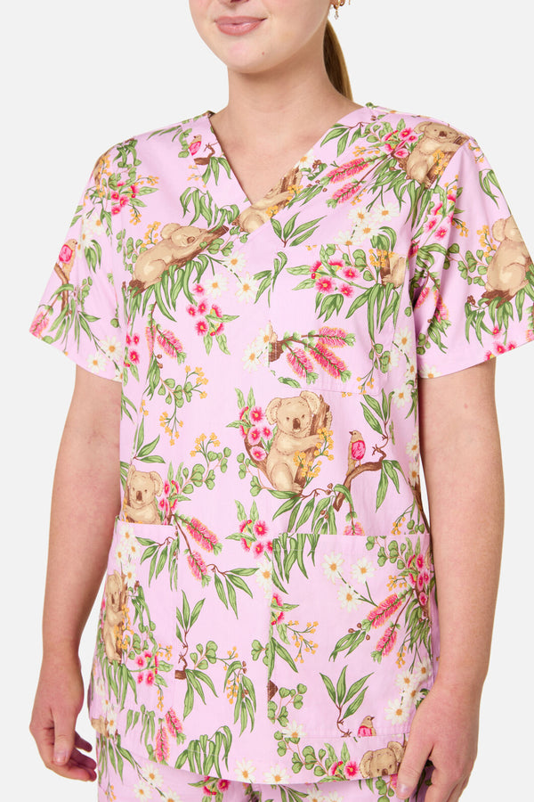 Princess Highway - Native Koala Scrub Set Pink - pink