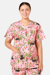 Princess Highway - Pretty Swans Scrub Set - pink