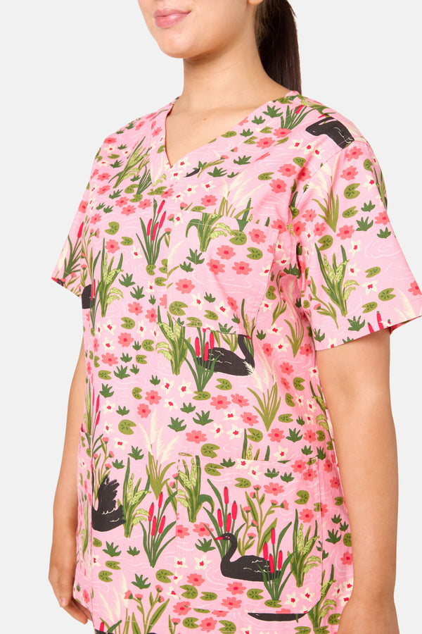 Princess Highway - Pretty Swans Scrub Set - pink
