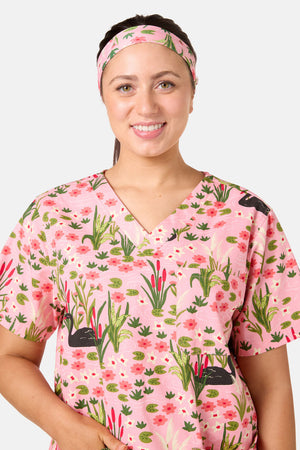 Princess Highway - Pretty Swans Scrub Headband - pink
