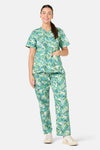 Princess Highway - Flower Cats Scrub Set - green