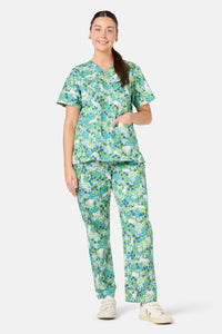 Princess Highway - Flower Cats Scrub Set - green