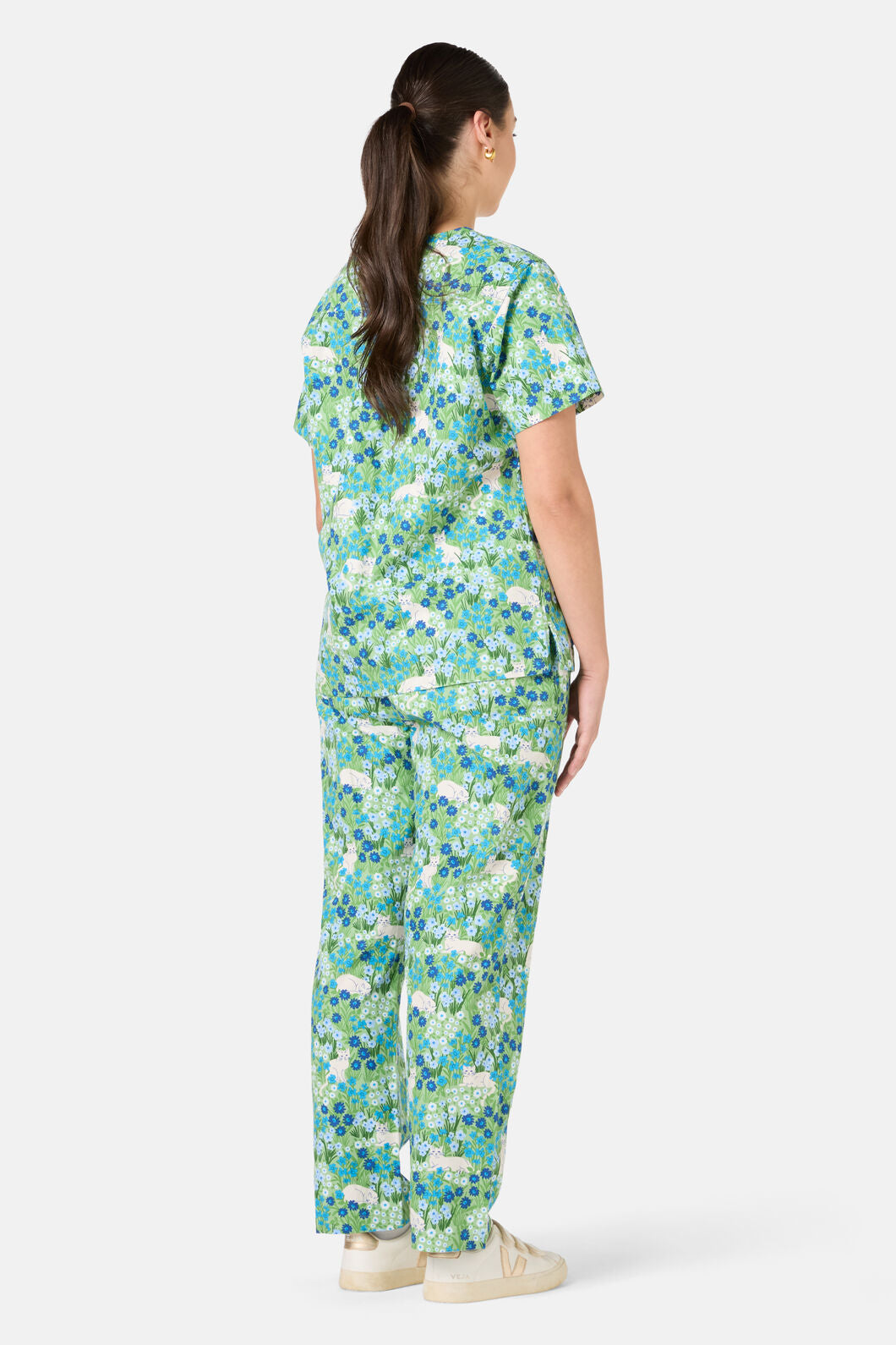 Princess Highway - Flower Cats Scrub Set - green