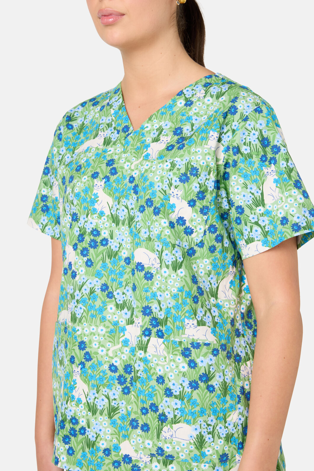 Princess Highway - Flower Cats Scrub Set - green