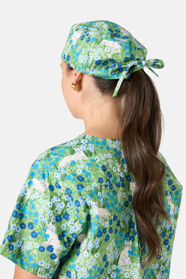 Princess Highway - Flower Cats Scrub Hat - green