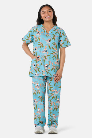Princess Highway - Christmas Fairy Wren Scrub Set - teal