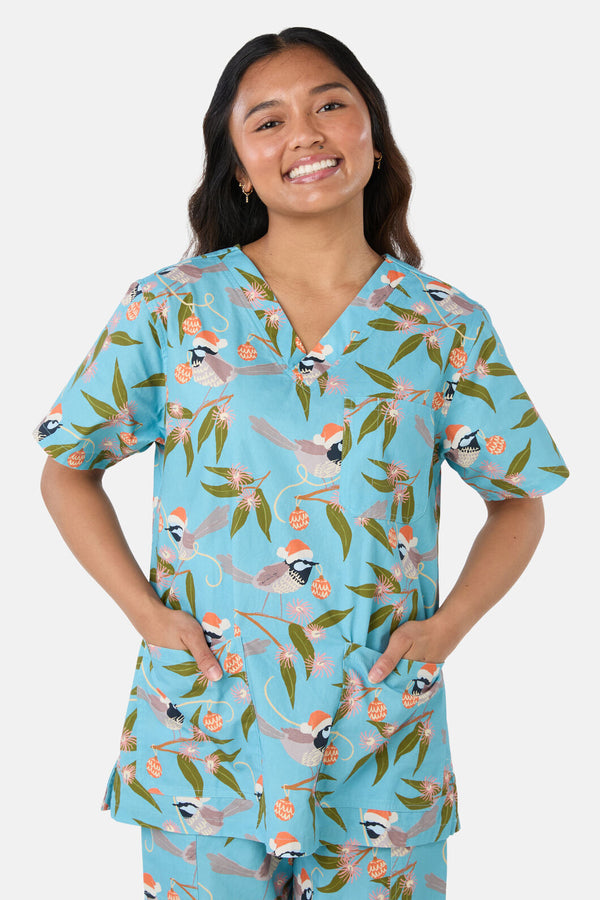Princess Highway - Christmas Fairy Wren Scrub Set - teal