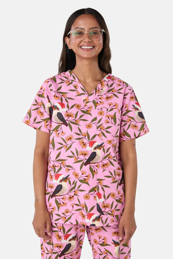 Princess Highway - Christmas Kookaburra Scrub Set - pink