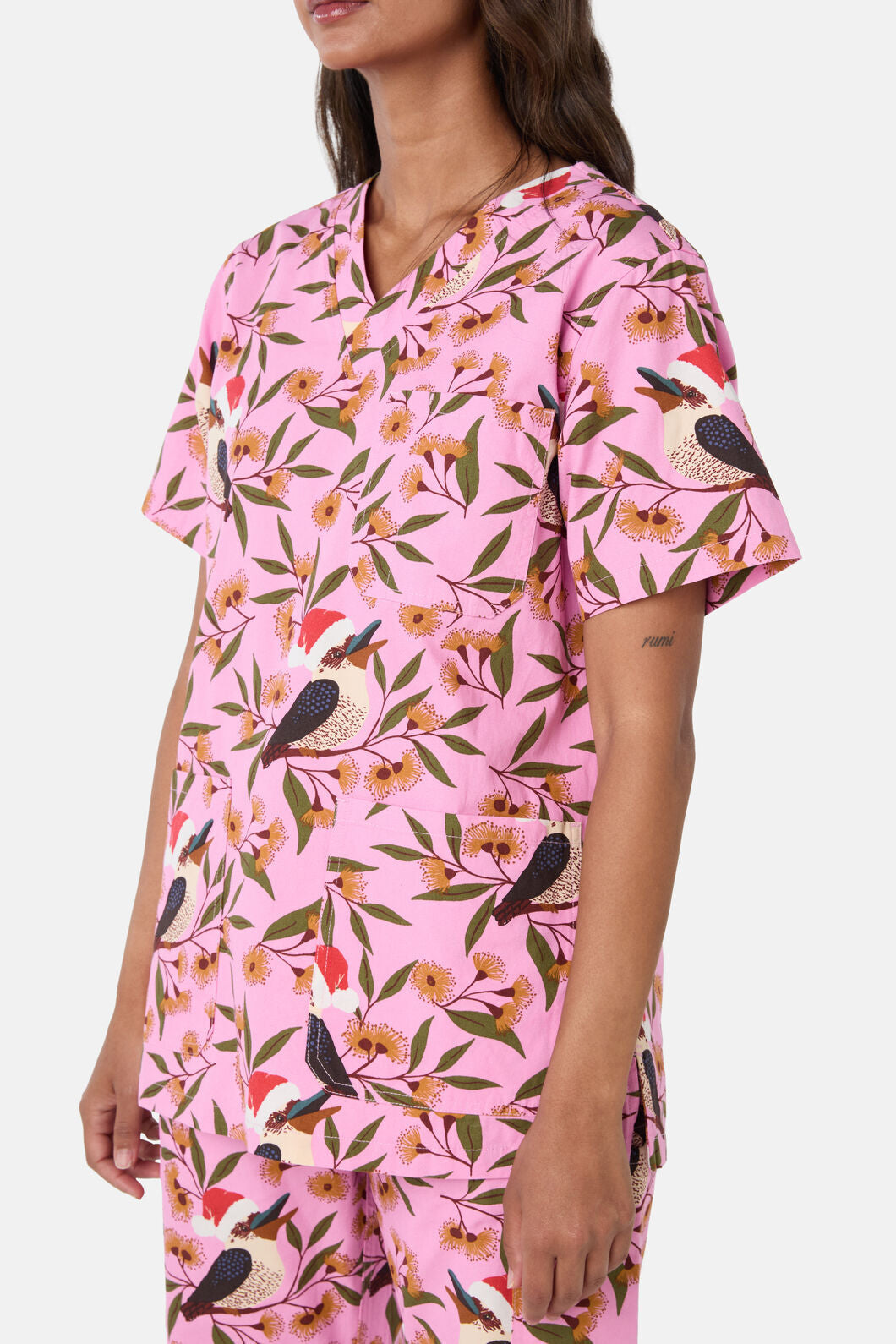 Princess Highway - Christmas Kookaburra Scrub Set - pink