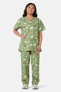 Princess Highway - Christmas Dogs Scrub Set - green