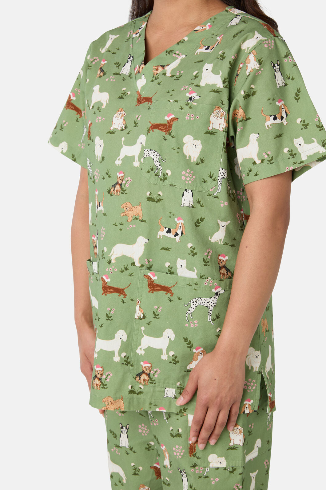 Princess Highway - Christmas Dogs Scrub Set - green