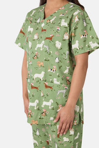 Princess Highway - Christmas Dogs Scrub Set - green