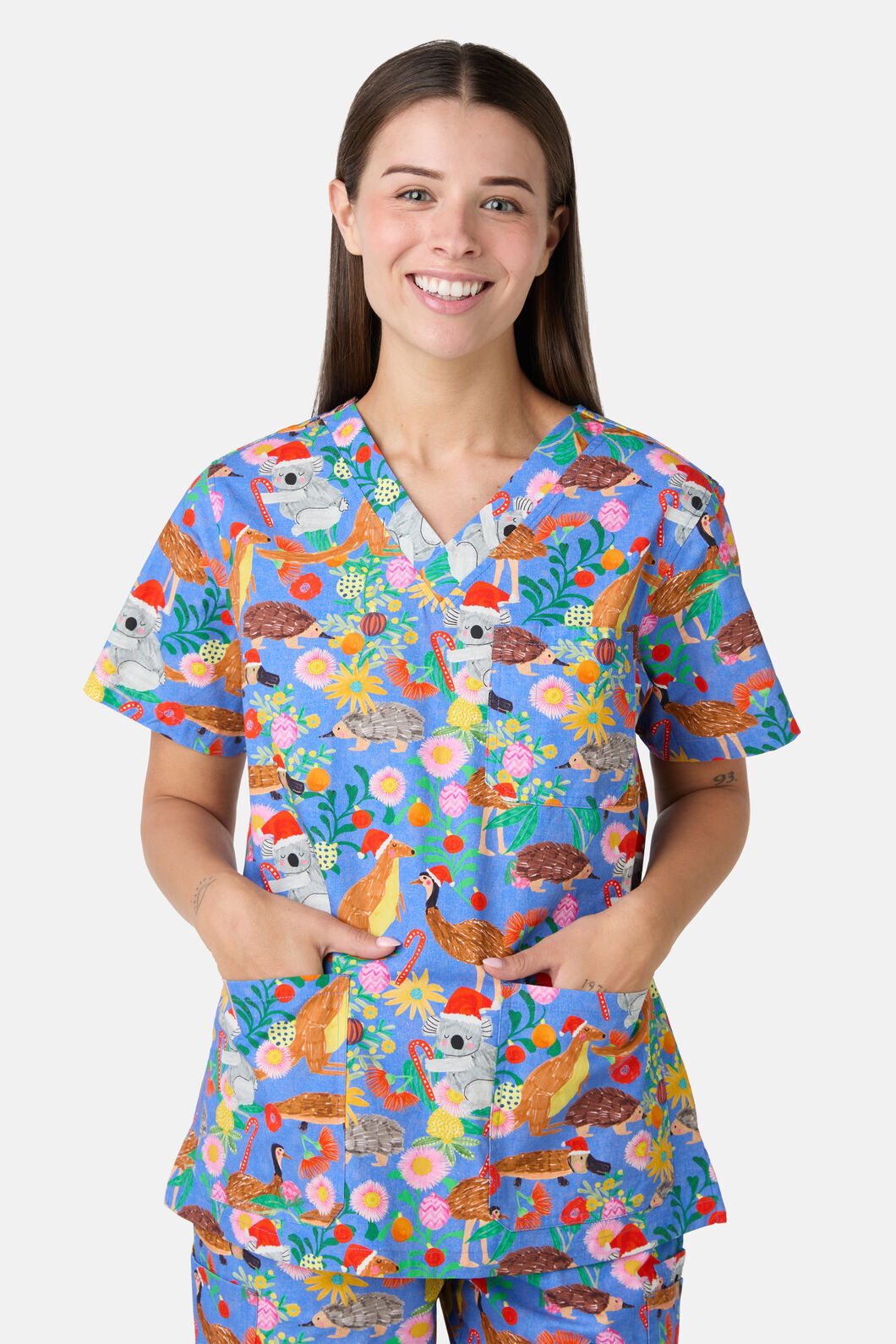 Princess Highway - Bush Christmas Scrub Set - blue