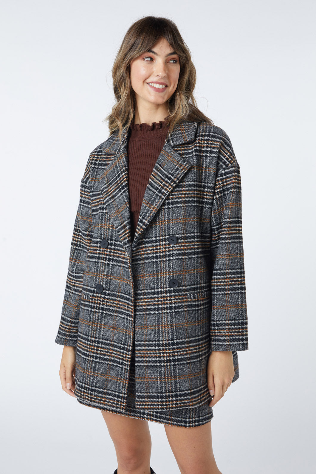 Allsaints simi check outlet coat