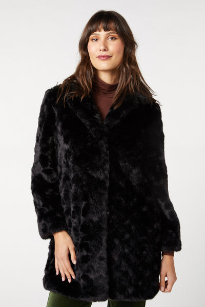 Dorothy perkins black swirl faux fur coat hotsell