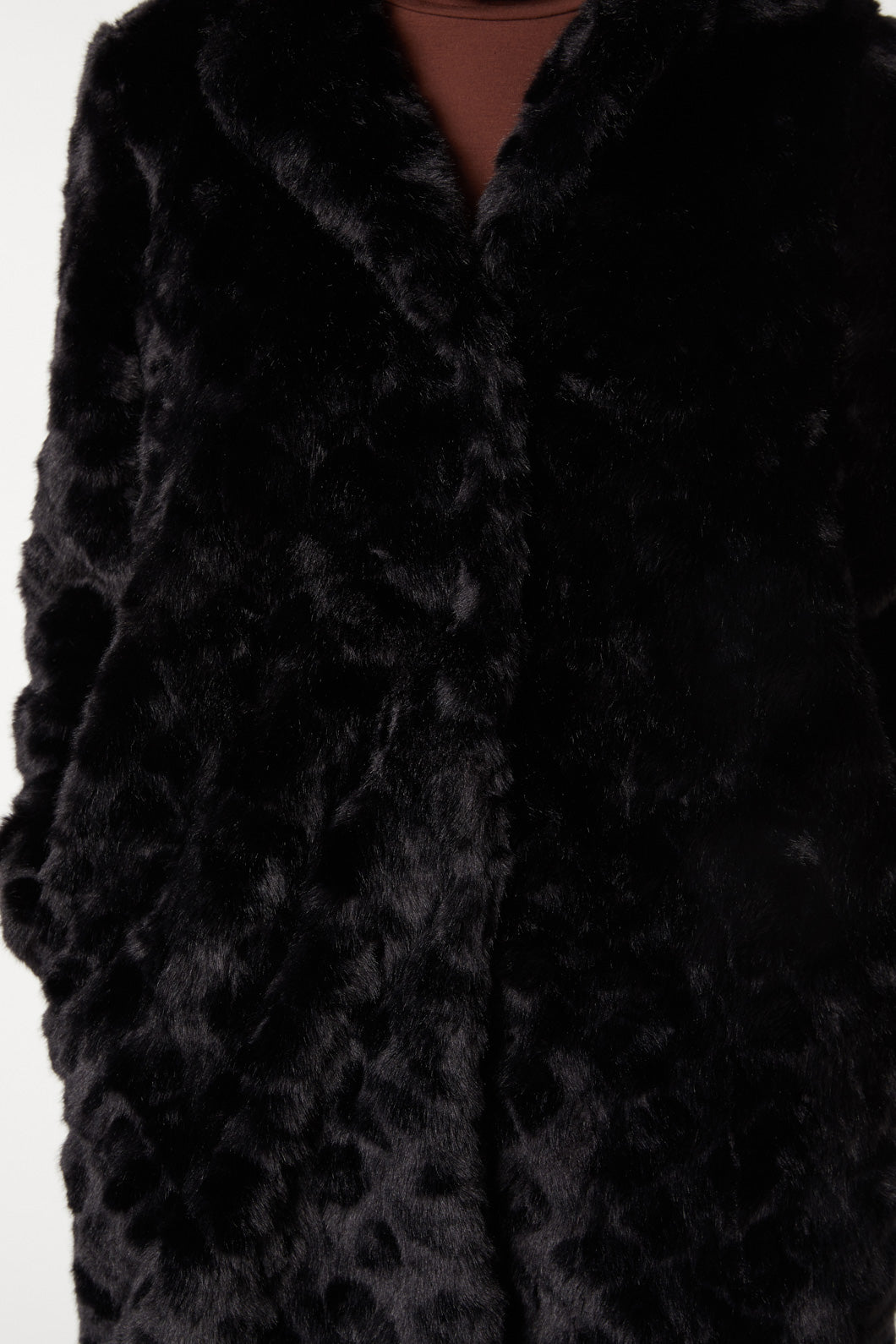 Dorothy perkins black swirl faux fur coat best sale