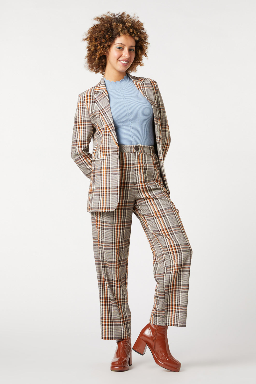 Plaid Single Button Blazer – Elie Tahari