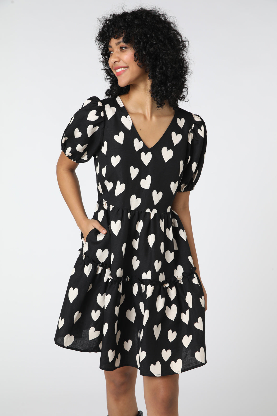 Black and white store heart dress