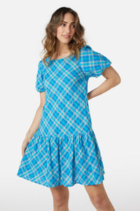 Princess Highway - Miranda Check Mini Dress - aqua