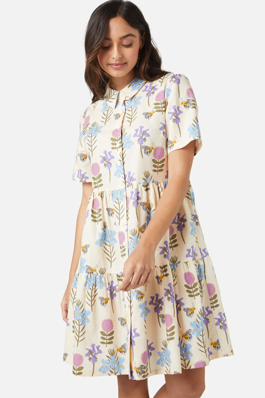 Warehouse bee best sale midi shirt dress