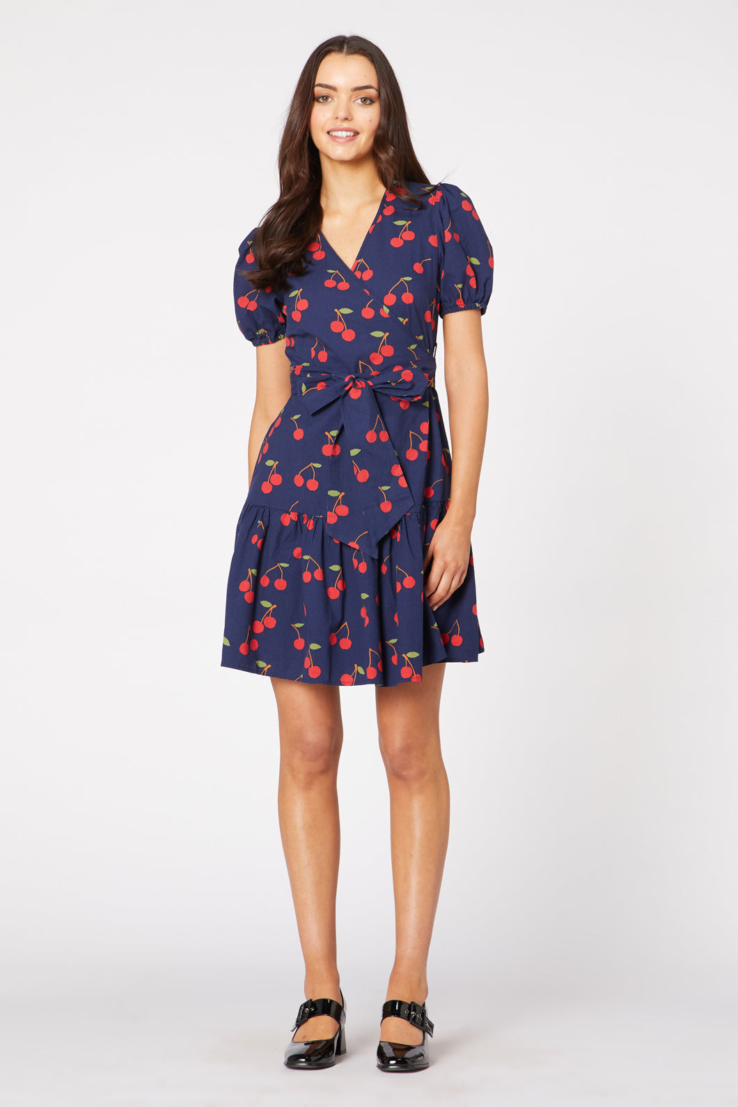 Navy blue cherry dress best sale