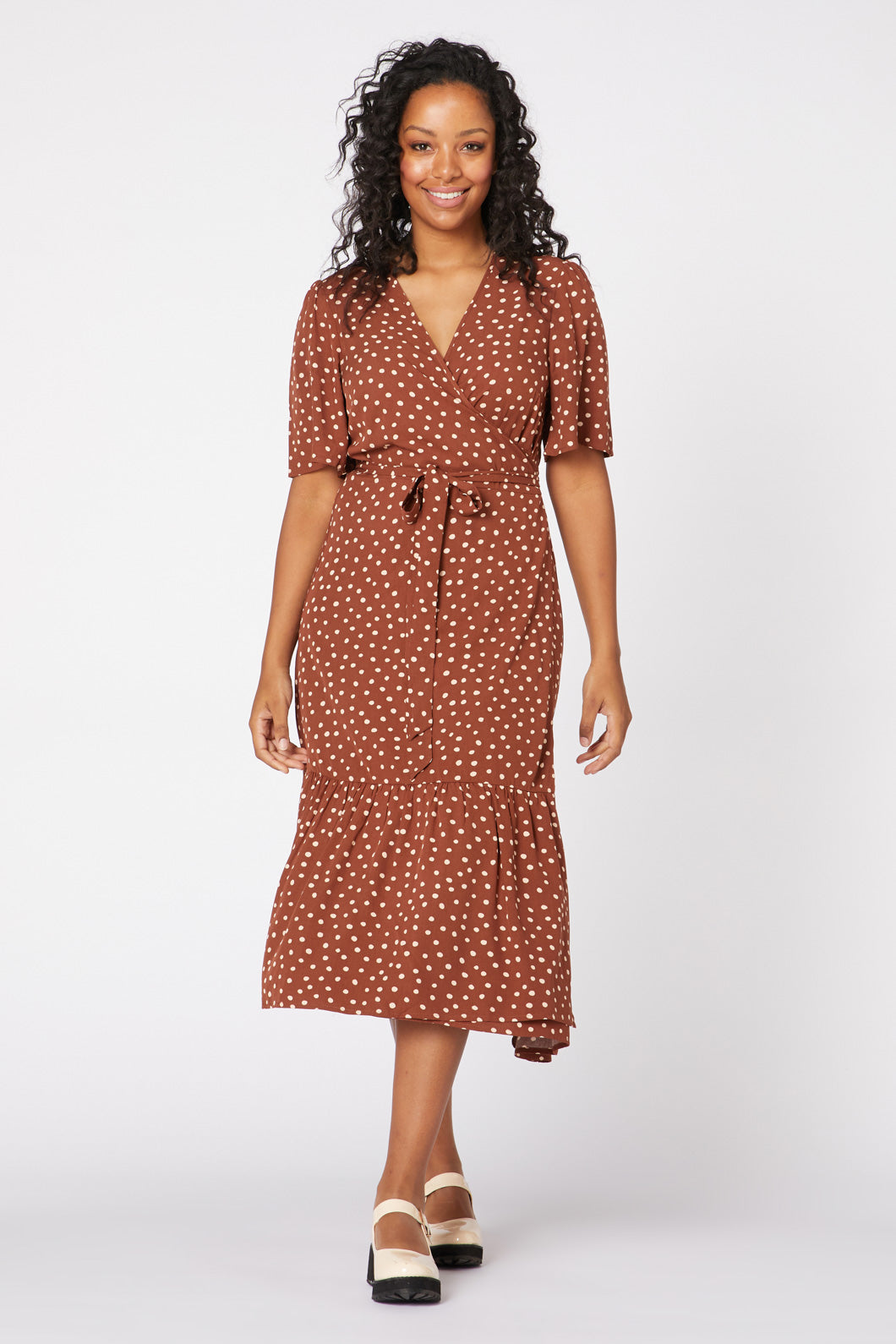 Tan spot hot sale dress