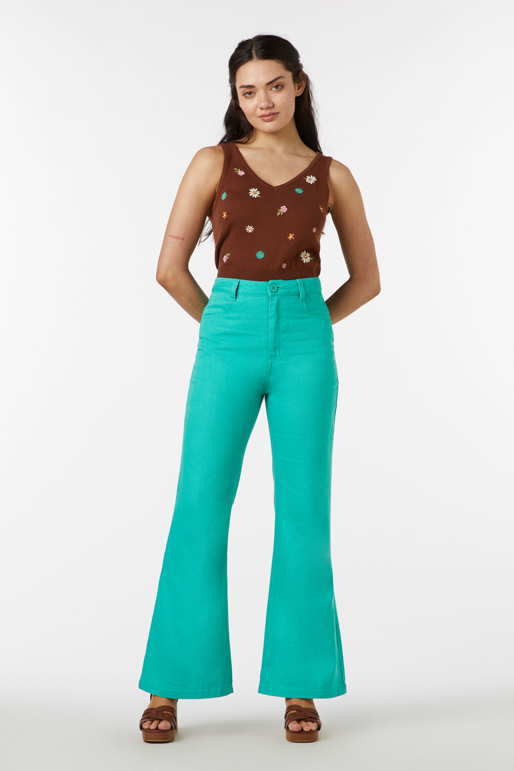 Green bell bottom on sale pants